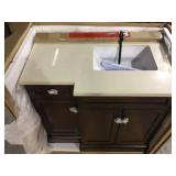 Teagen 36 in. W Bath Vanity in Dark Espresso with Cultured Stone Vanity Top in Beige with White Basin by Home Decorators Collection (review all pictures)