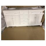 Fremont 72 in. W White Double Vanity with Grey Granite Vanity Top and Undermount Sinks by Home Decorators Collection (Customer return) see all pictures