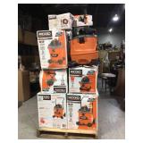 Pallet of assorted Ridgid Vacuums (various conditions, sizes and models) review all pictures
