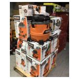 Pallet of assorted Ridgid Vacuums (various conditions, sizes and models) review all pictures