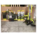 Pallet of assorted Ryobi Lawn Care equipment items (such as string trimmers. chainsaws, Blowers) conditions unknown, review all pictures