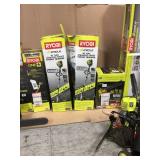 Pallet of assorted Ryobi Lawn Care equipment items (such as string trimmers. chainsaws, Blowers) conditions unknown, review all pictures