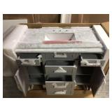 Sonoma 48 in. W x 22 in. D Vanity in Pebble Grey with Marble Vanity Top in Carrara with White Basin (review all pictures)