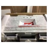 Sonoma 48 in. W x 22 in. D Vanity in Pebble Grey with Marble Vanity Top in Carrara with White Basin (review all pictures)