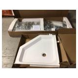 Maia 36 in. x 79.50 in. Corner Drain Corner Shower  in Clear and Chrome by Glacier Bay (review all pictures) (not all parts might be included)
