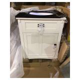 Artisan 26 in. W Vanity in White with Marble Vanity Top in Natural Black with White Sink by Home Decorators Collection (has damage on the top) review all pictures