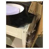 Artisan 26 in. W Vanity in White with Marble Vanity Top in Natural Black with White Sink by Home Decorators Collection (has damage on the top) review all pictures
