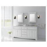 Fremont 72 in. W White Double Vanity with Grey Granite Vanity Top and Undermount Sinks by Home Decorators Collection (Customer return) see all pictures