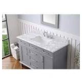 Sonoma 48 in. W x 22 in. D Vanity in Pebble Grey with Marble Vanity Top in Carrara with White Basin (review all pictures)