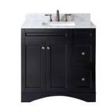 Elise 36 in. W Bath Vanity in Espresso with Marble Vanity Top in White with Square Basin (good condition) see all pictures