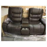 Ashley Yacolt Walnut Power Reclining Loveseat with Console & Adjustable Headrest see pictures