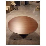 Iceberg Premium Wood Laminate Folding Table - Mahogany Round, Melamine Top - 0.75" Table Top Thickness x 60" Table Top Diameter - Steel, Wood