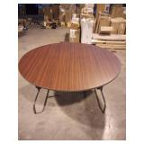 Iceberg Premium Wood Laminate Folding Table - Mahogany Round, Melamine Top - 0.75" Table Top Thickness x 60" Table Top Diameter - Steel, Wood