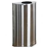 Rubbermaid FGSO12SSSPL Metallic Half Round Open Top Satin Stainless Steel Waste Receptacle with Rigid Plastic Liner 12 Gallon