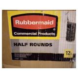 Rubbermaid FGSO12SSSPL Metallic Half Round Open Top Satin Stainless Steel Waste Receptacle with Rigid Plastic Liner 12 Gallon
