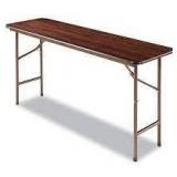 Wood Folding Table, Rectangular, 60w x 18d x 29h, Mahogany
