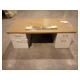 Double Pedestal Steel Desk, Metal Desk, 60w x 30d x 29-1/2h, Cherry/Putty