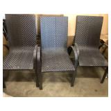 Woven patio chairs- set of 3 - mixed conditions - see pictures