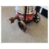 MOBIL Red Pegasus 120lb Grease Can w/ Antique Cart
