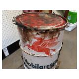 MOBIL Red Pegasus 120lb Grease Can w/ Antique Cart
