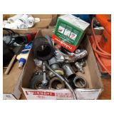Black & Decker Sander and Drill, Electronic Tape Measure, Large Lot of Caster Wheels and Plumbing Supplies and More