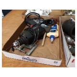 Black & Decker Sander and Drill, Electronic Tape Measure, Large Lot of Caster Wheels and Plumbing Supplies and More