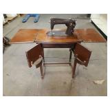 Vintage Montgomery Ward Sewing Machine in Cabinet