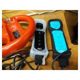 Nintendo Wii - W/ (2) Controllers, (2) Steering Wheels, (2) Nunchucks, Power Supply, AV Cord & Sensor Bar