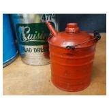 Lot of Vintage Advertising Cans and Old Steel Fuel Can