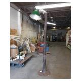 Yard Pole w/ Green Enamel Light Shade - WORKS! - 110V