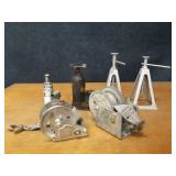 Lot of Bottle Jacks, Jack Stands and Winches