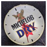 Michelob Dry Bottlecap Lighted Clock & Sign