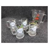 Schmidt Beer Collector Series Beer Mugs and with Matching Glass Pitcher