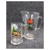 Schmidt Beer Collector Series Beer Mugs and with Matching Glass Pitcher