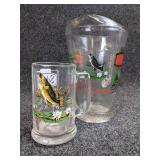 Schmidt Beer Collector Series Beer Mugs and with Matching Glass Pitcher