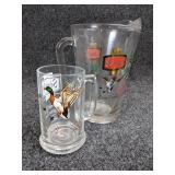 Schmidt Beer Collector Series Beer Mugs and with Matching Glass Pitcher