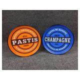 Pair of Porcelain Trays - Pastis and Champagne