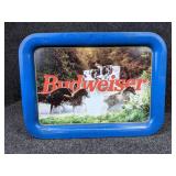 Pair of Budweiser Trays - Plastic Beer Tray and Rectangular Clydesdale Tray
