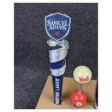 Lot of 3 Beer Tap Handles - Sam Adams Boston Lager, Bud "King of Beers" Pool-themed Handle, and Bud Light