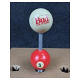 Lot of 3 Beer Tap Handles - Sam Adams Boston Lager, Bud "King of Beers" Pool-themed Handle, and Bud Light