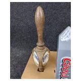 Lot of 3 Beer Tap Handles - Miller Lite, Coors Light, and Michelob Golden Light in a Small Falstaff Beer Crate