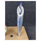 Lot of 3 Beer Tap Handles - Miller Lite, Coors Light, and Michelob Golden Light in a Small Falstaff Beer Crate