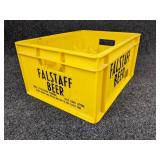 Lot of 3 Beer Tap Handles - Miller Lite, Coors Light, and Michelob Golden Light in a Small Falstaff Beer Crate