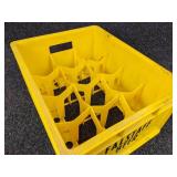 Lot of 3 Beer Tap Handles - Miller Lite, Coors Light, and Michelob Golden Light in a Small Falstaff Beer Crate