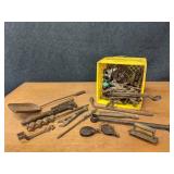 Large Lot of Rusty Wonderfulness! Tools, Pulleys, Straps, Chains, and More!
