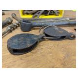 Large Lot of Rusty Wonderfulness! Tools, Pulleys, Straps, Chains, and More!