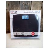 Taylor 500 lb. Digital Extra Thin Bathroom Scale Extra-High Weight Tracking Carbon Tempered Glass (Black Carbon)