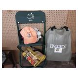 Intex Single Inflatable Mattress, Folding Chair, Caps, Beach Mat