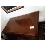 Black Tweed Office Chair & 7-Drawer Executive Desk 66x36x30 (Has Damage On Back Corner)