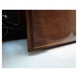 Black Tweed Office Chair & 7-Drawer Executive Desk 66x36x30 (Has Damage On Back Corner)